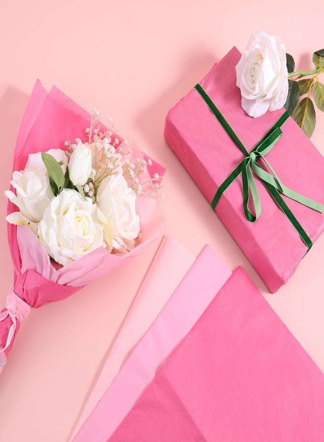 XIHIRCD ٦٠ ورقة مناديل ورقية وردية، ٣ أكياس تغليف ورقية وردية متدرجة الألوان لتغليف الهدايا والأعمال الفنية اليدوية، أوراق ورقية لأعياد الميلاد، عيد الحب، حفلات الكريسماس، حفلات الزفاف، حفلات استقبال المولود، وتغليف الأعمال اليدوية - Image 3